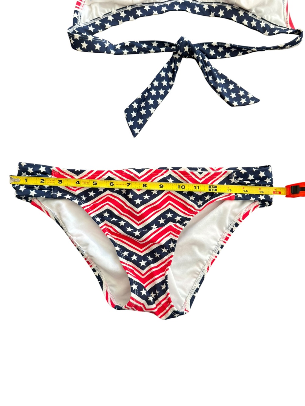 Catalina Patriotic Stars Stripes Low Rise Halter Bikini Navy Red Size Med 8/10 - Picture 11 of 16